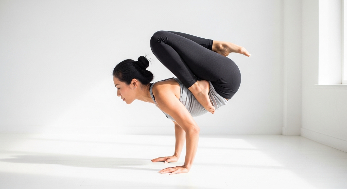 Бакасана — модификация с блоком для безопасности